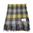 100% Wool Blanket/Throw/Rug Grey with Citrus Yellow Check